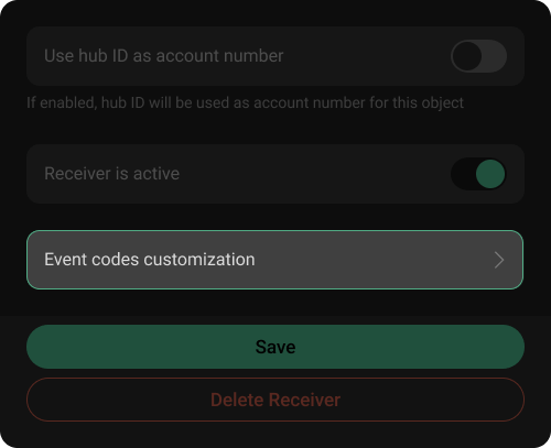 Event codes customization.