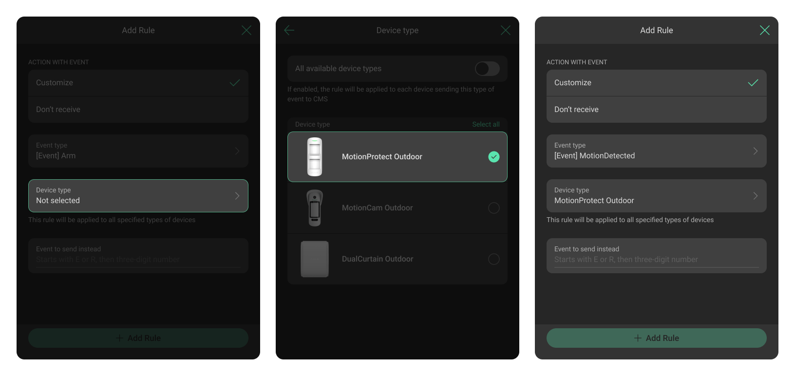 All available device types
