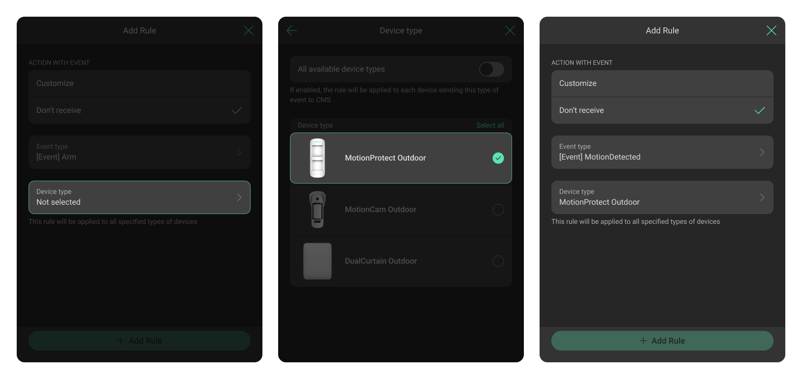 All available device types