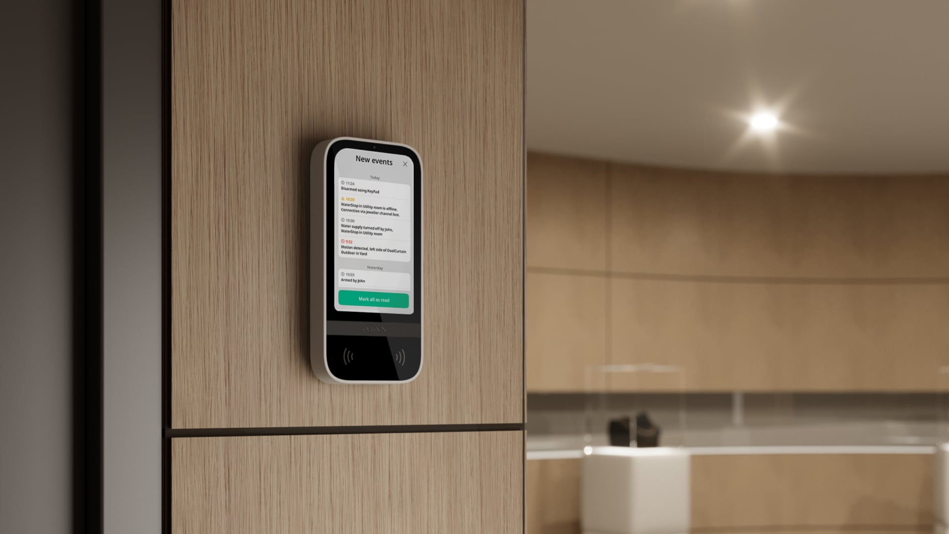 Logboek op het scherm van Superior KeyPad TouchScreen Fibra