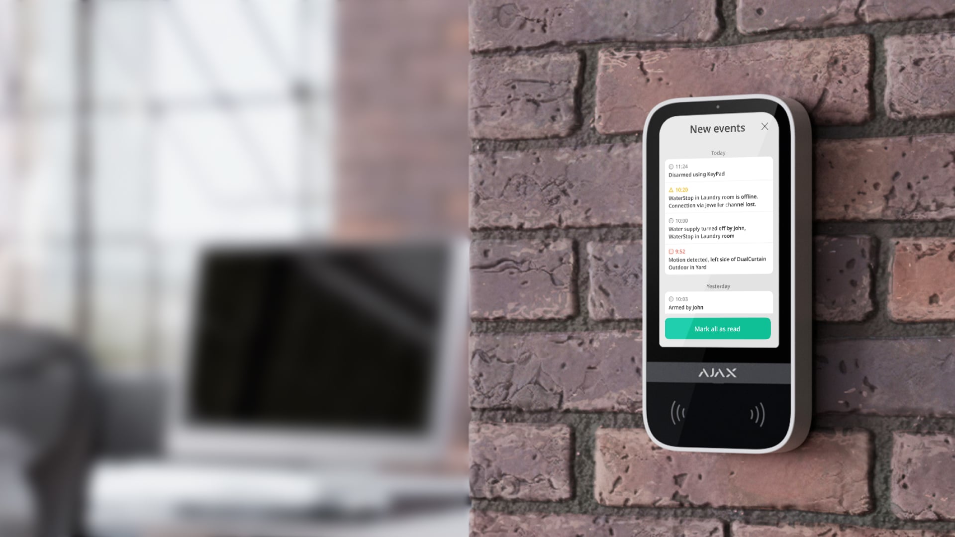 KeyPad TouchScreen Jeweller firmware update: latest events on screen