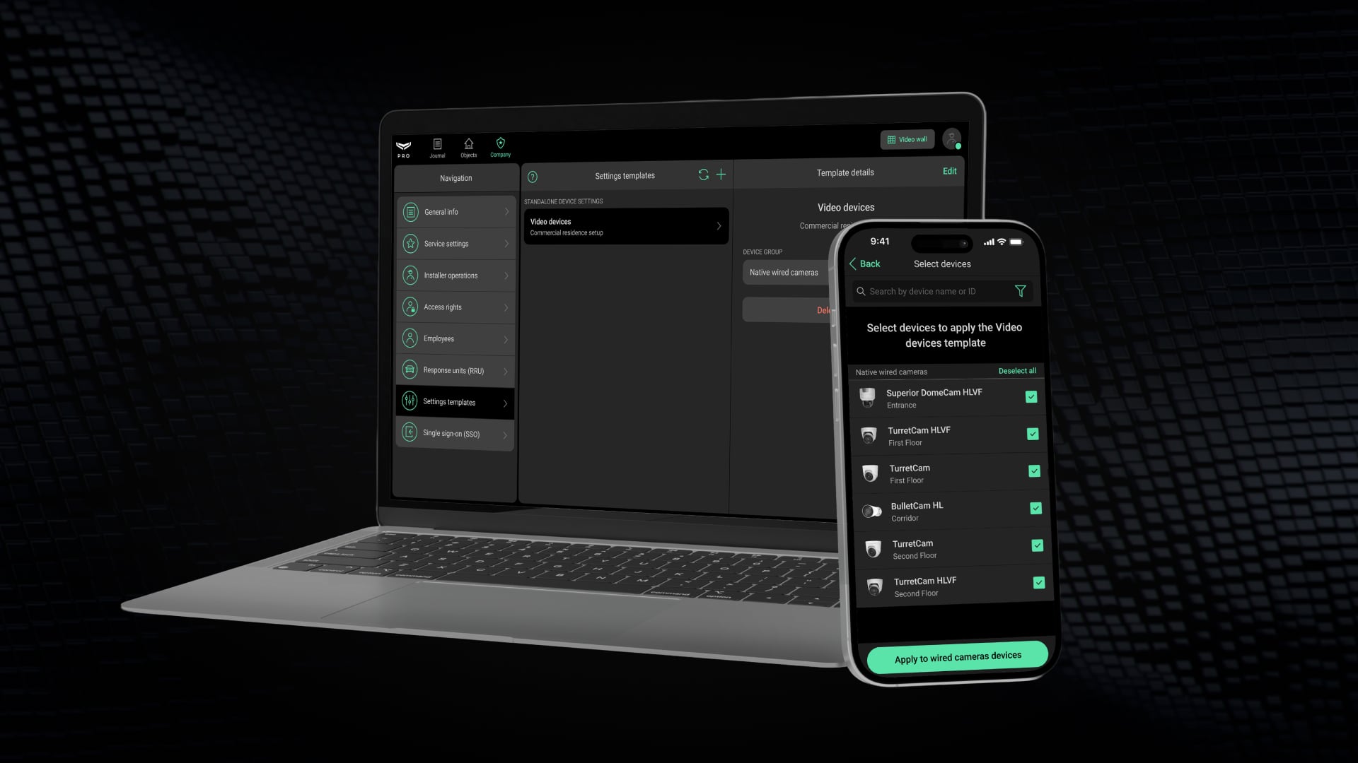 Templates for video device settings: faster setup with less hassle