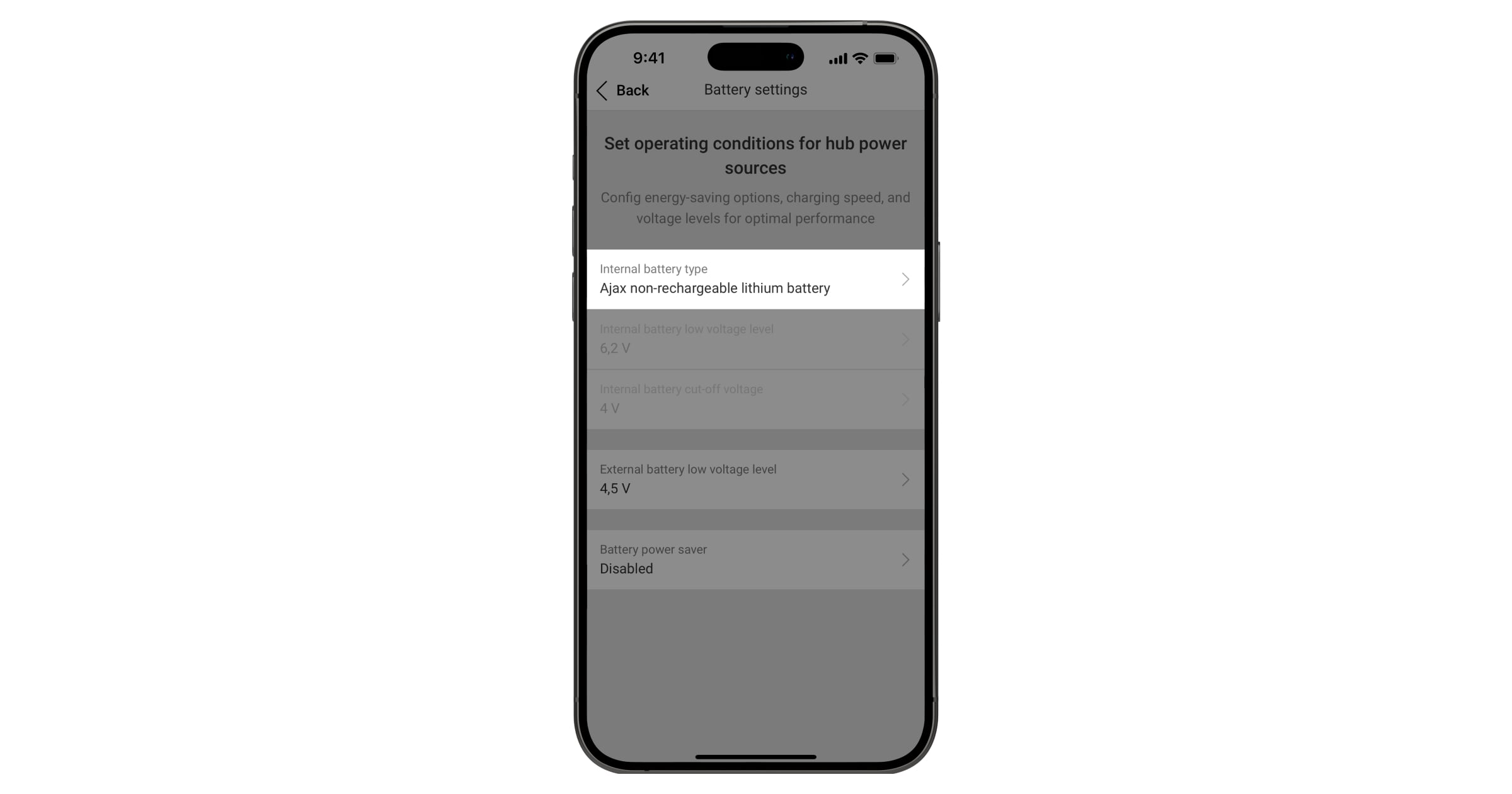 How to configure the battery