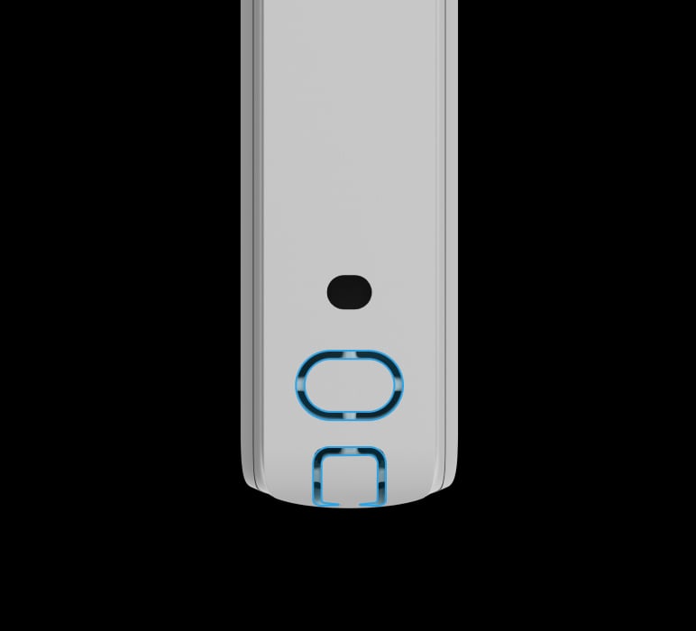Perforated parts for cable output either underneath the detector or through the wall